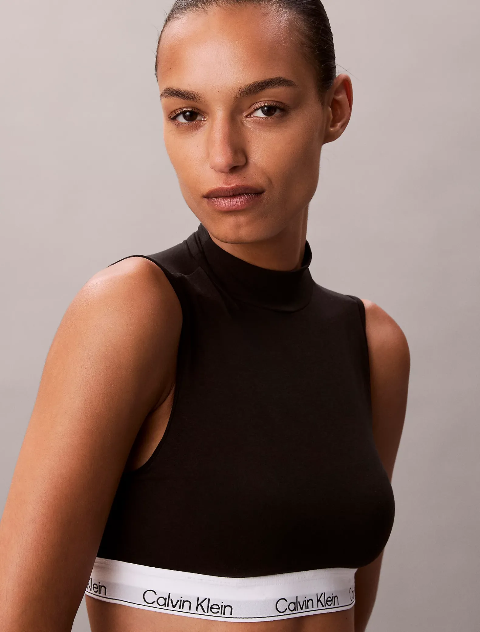 Licht gevoerde bralette met hoge hals - Icon Cotton Modal