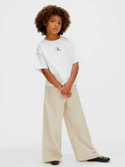 Linnen broek met wijde pijpen