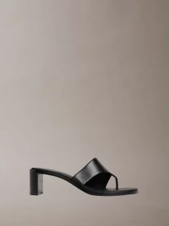 Marghe - Leren teenslippers met hak