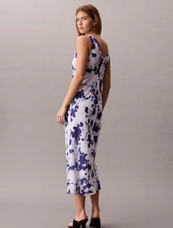 Maxi-jurk met col halslijn van chiffon met print