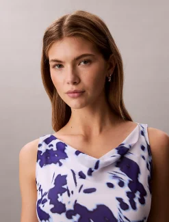 Maxi-jurk met col halslijn van chiffon met print