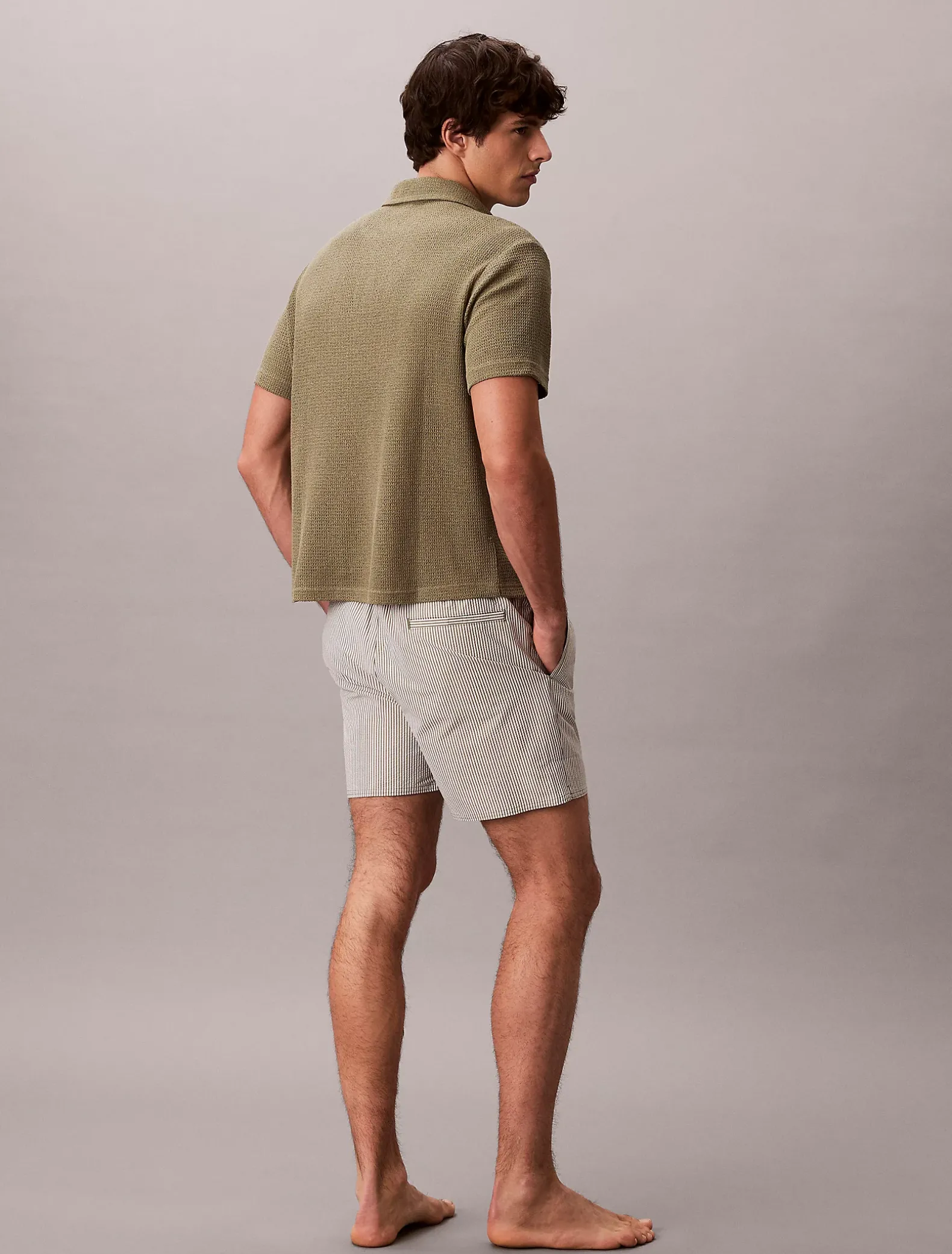Medium zwemshort met trekkoord - Seersucker