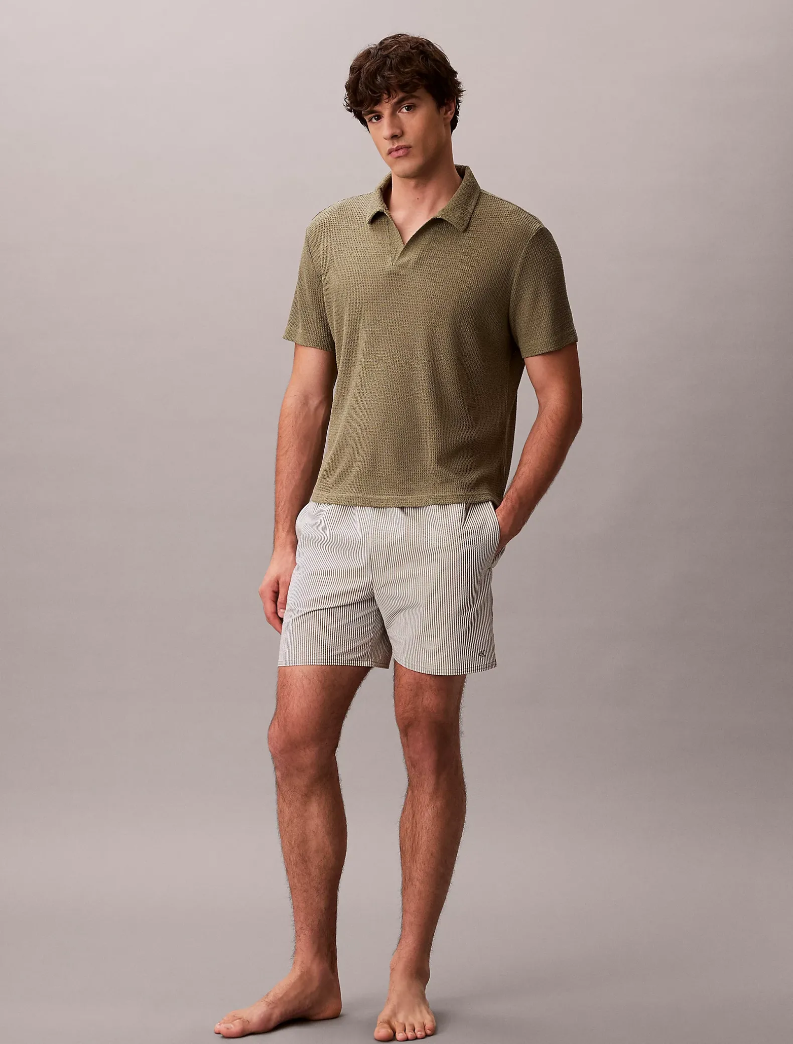 Medium zwemshort met trekkoord - Seersucker