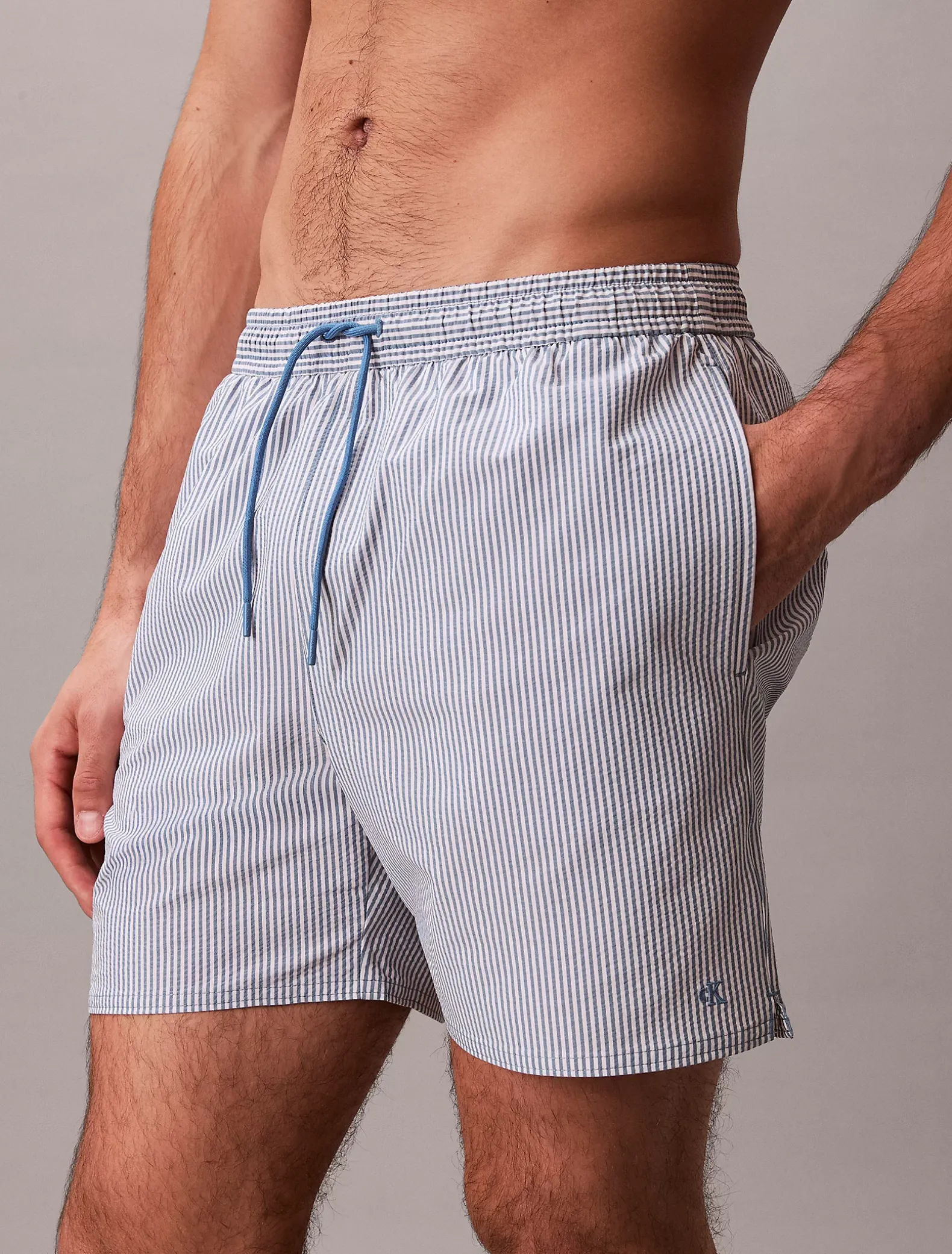 Medium zwemshort met trekkoord - Seersucker