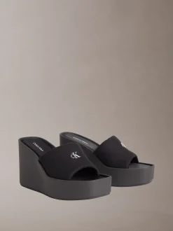Melia - Canvas plateausandalen met sleehak