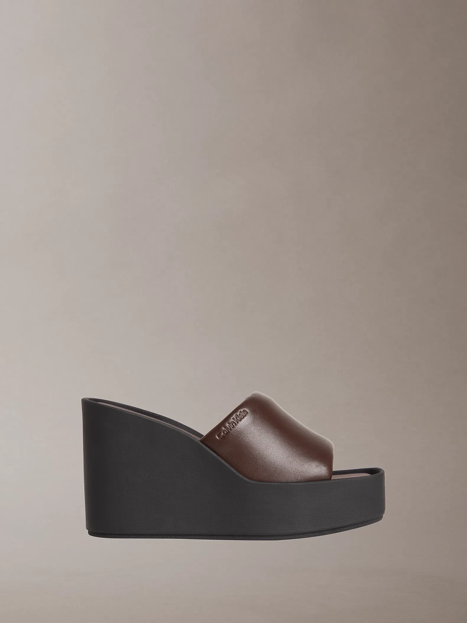 Melia - Leren plateausandalen met sleehak