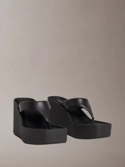 Melia - Leren plateausandalen met sleehak