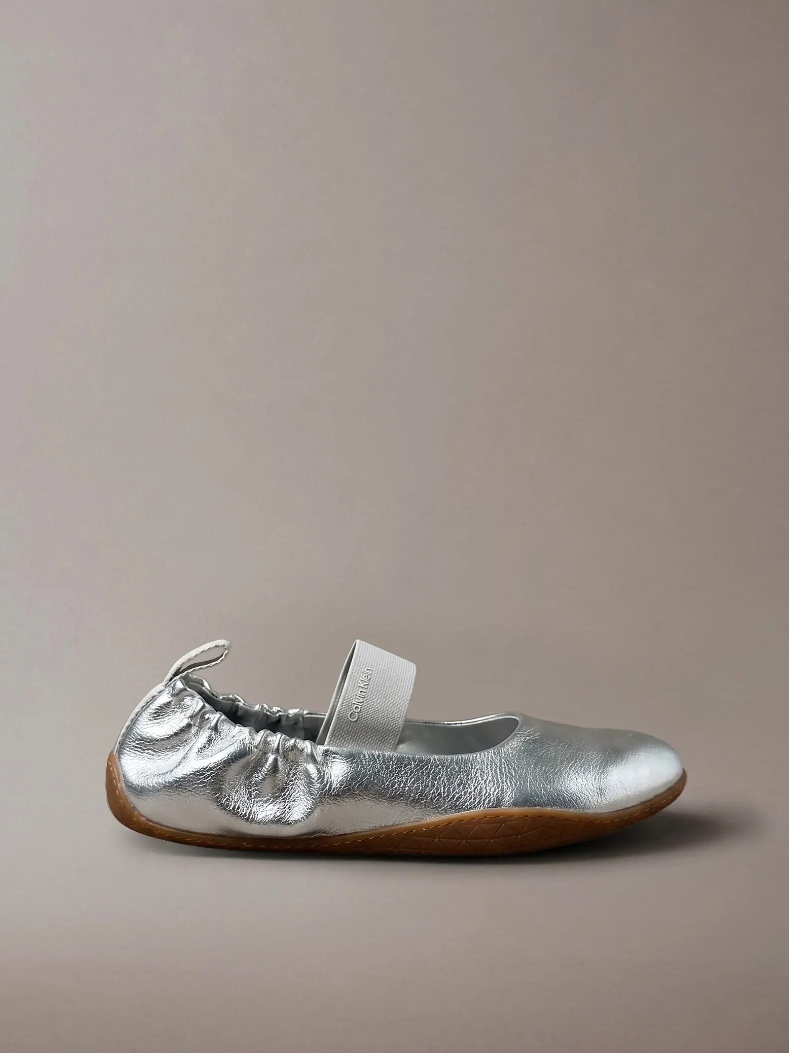 Metallic hybride leren balletsneakers