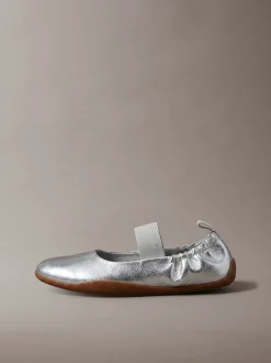 Metallic hybride leren balletsneakers