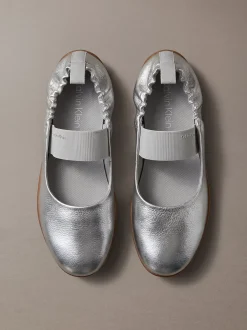 Metallic hybride leren balletsneakers