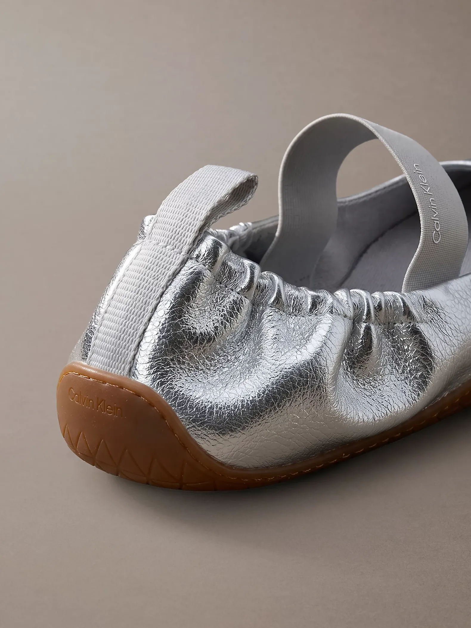 Metallic hybride leren balletsneakers