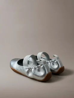 Metallic hybride leren balletsneakers