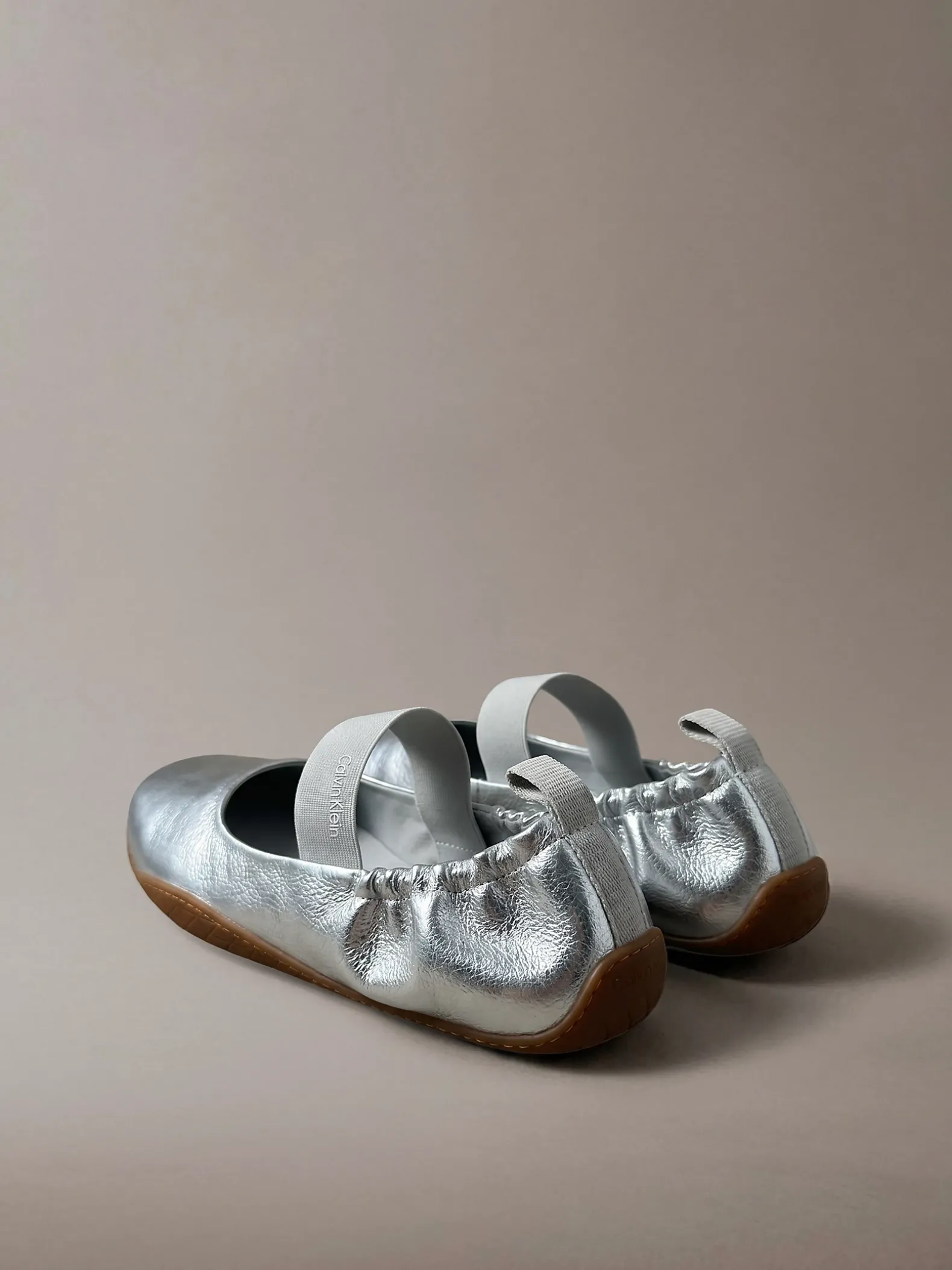 Metallic hybride leren balletsneakers