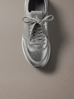 Metallic leren hardloopschoenen