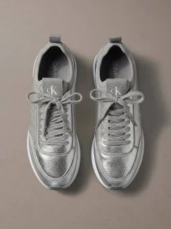 Metallic leren hardloopschoenen