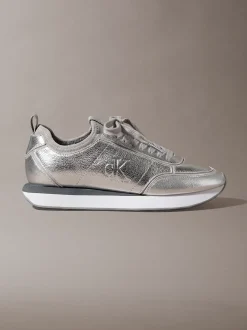 Metallic leren hardloopschoenen