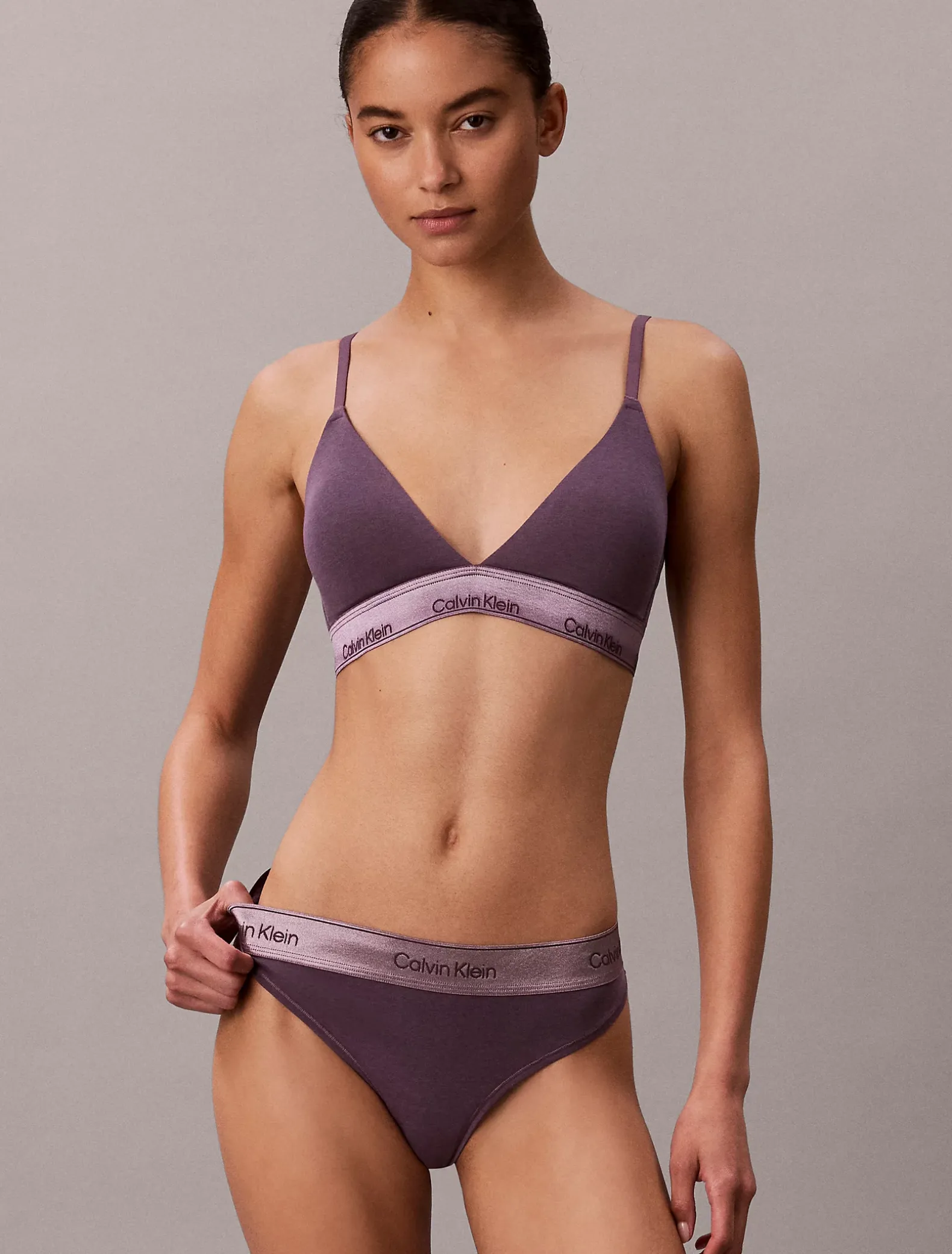 Metallic licht gevoerde triangel bralette - Icon Cotton Modal Metallic
