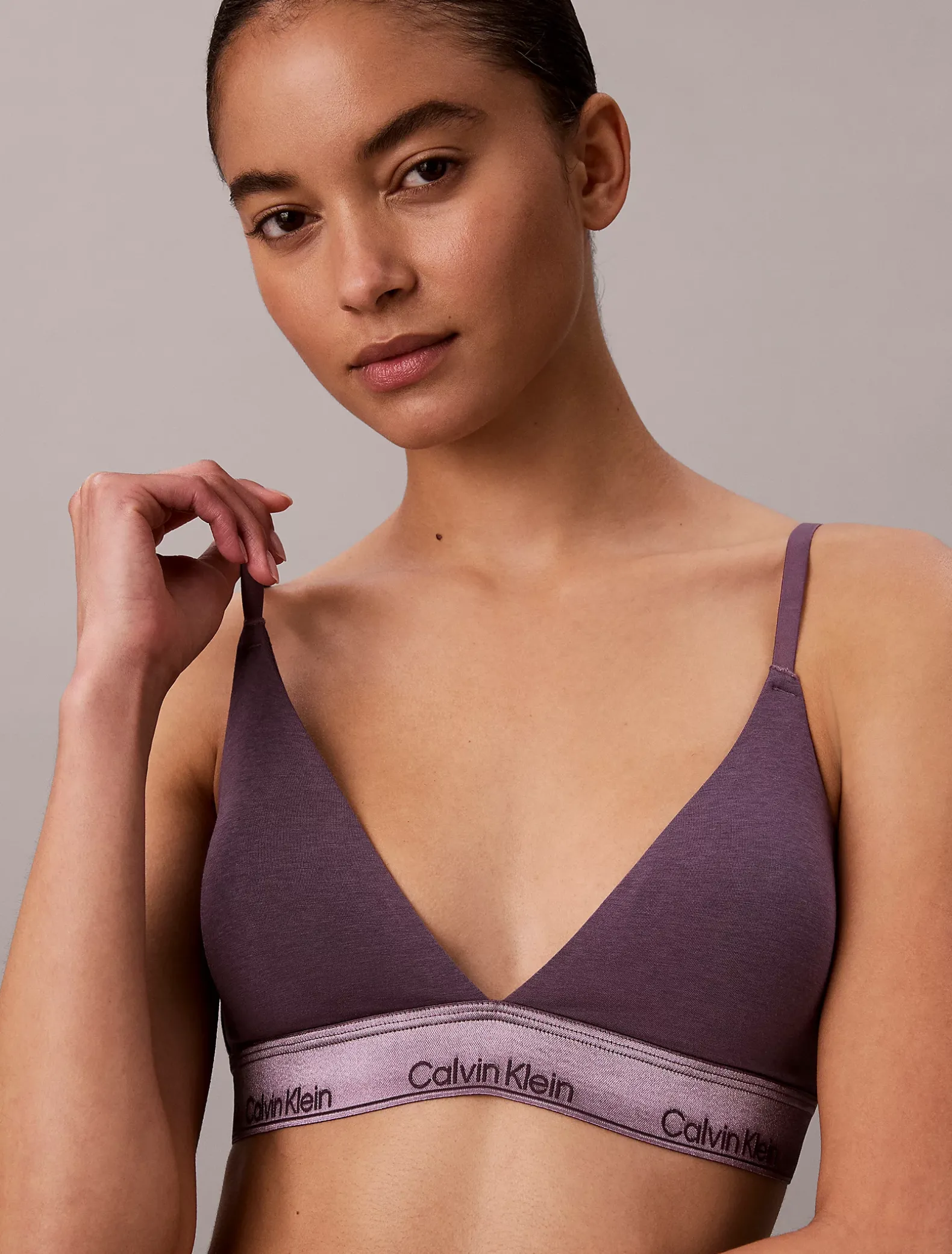 Metallic licht gevoerde triangel bralette - Icon Cotton Modal Metallic