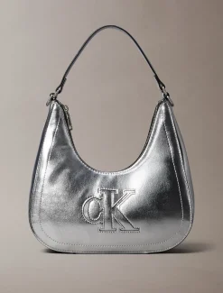 Metallic monogram crossbody schoudertas