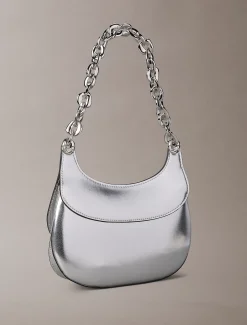 Metallic schoudertas met gegraveerde schakelketting
