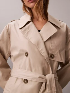 Midlengte trenchcoat van katoenmix