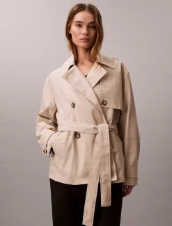 Midlengte trenchcoat van katoenmix