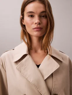 Midlengte trenchcoat van katoenmix