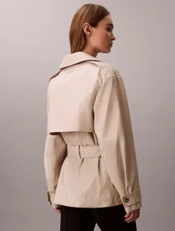 Midlengte trenchcoat van katoenmix