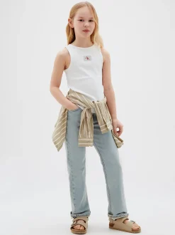 Mid rise straight jeans