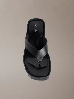 Milana - Leren teenslippers met hak
