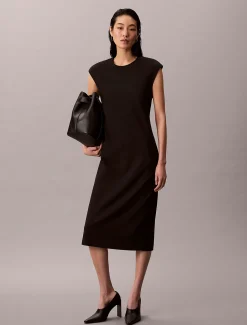 Milano jersey midi rechte jurk