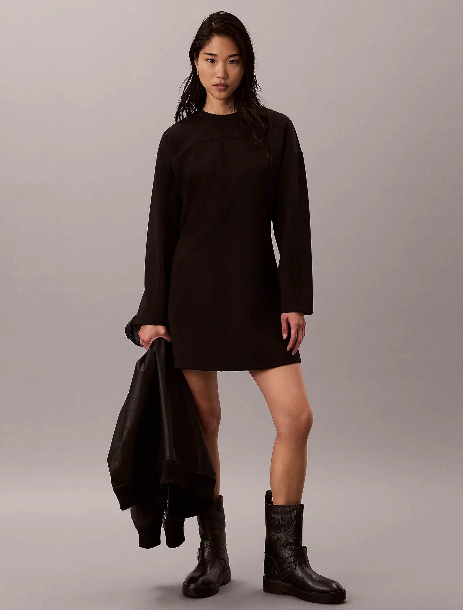 Milano jersey mini-jurk met lange mouwen