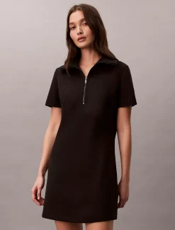 Mini-jurk met ritskraag en korte mouwen