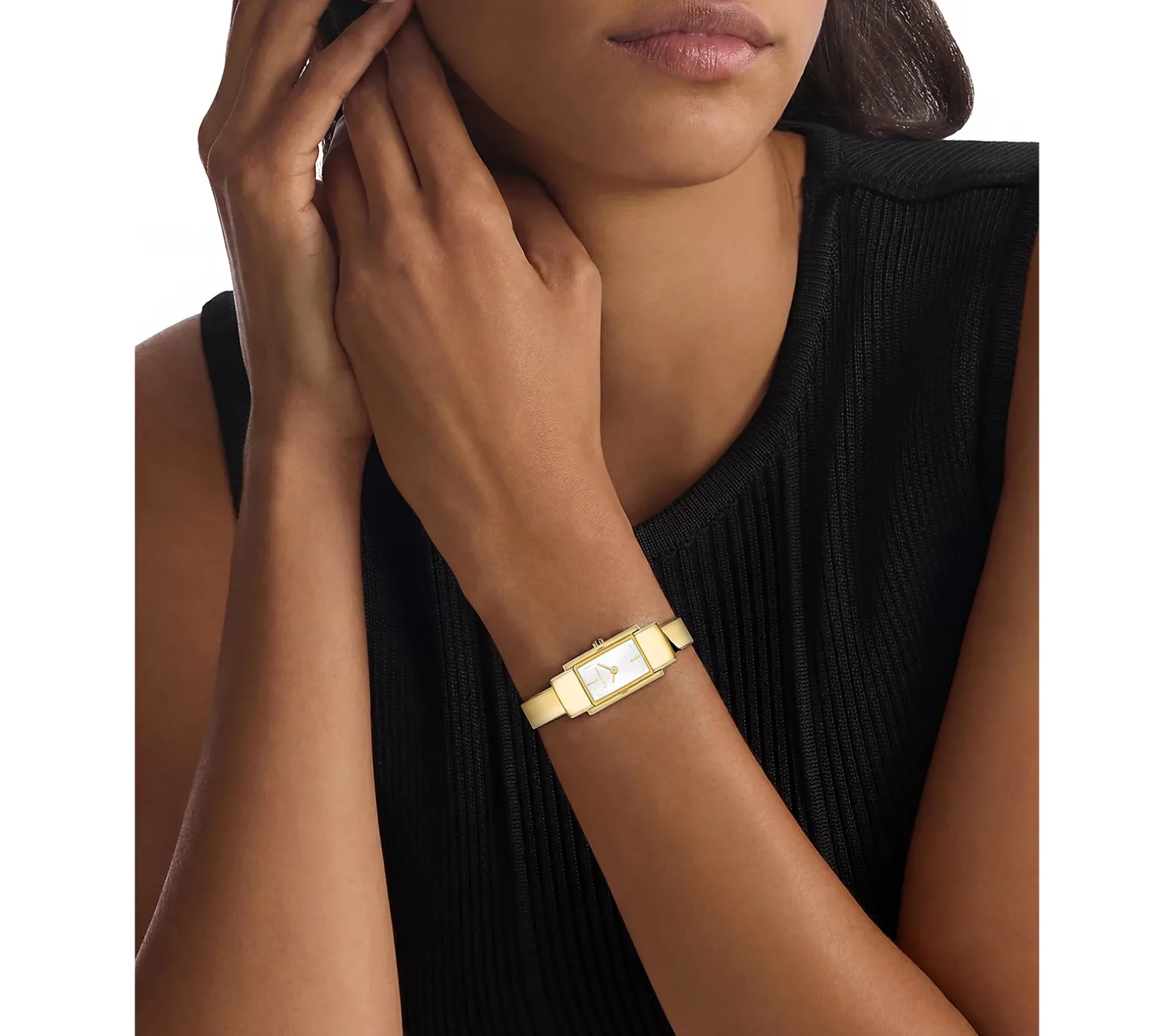 Modern verguld stalen horloge met bangle-bandje