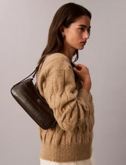 Monogram schoudertas met krokodillenmotief