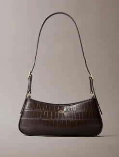 Monogram schoudertas met krokodillenmotief