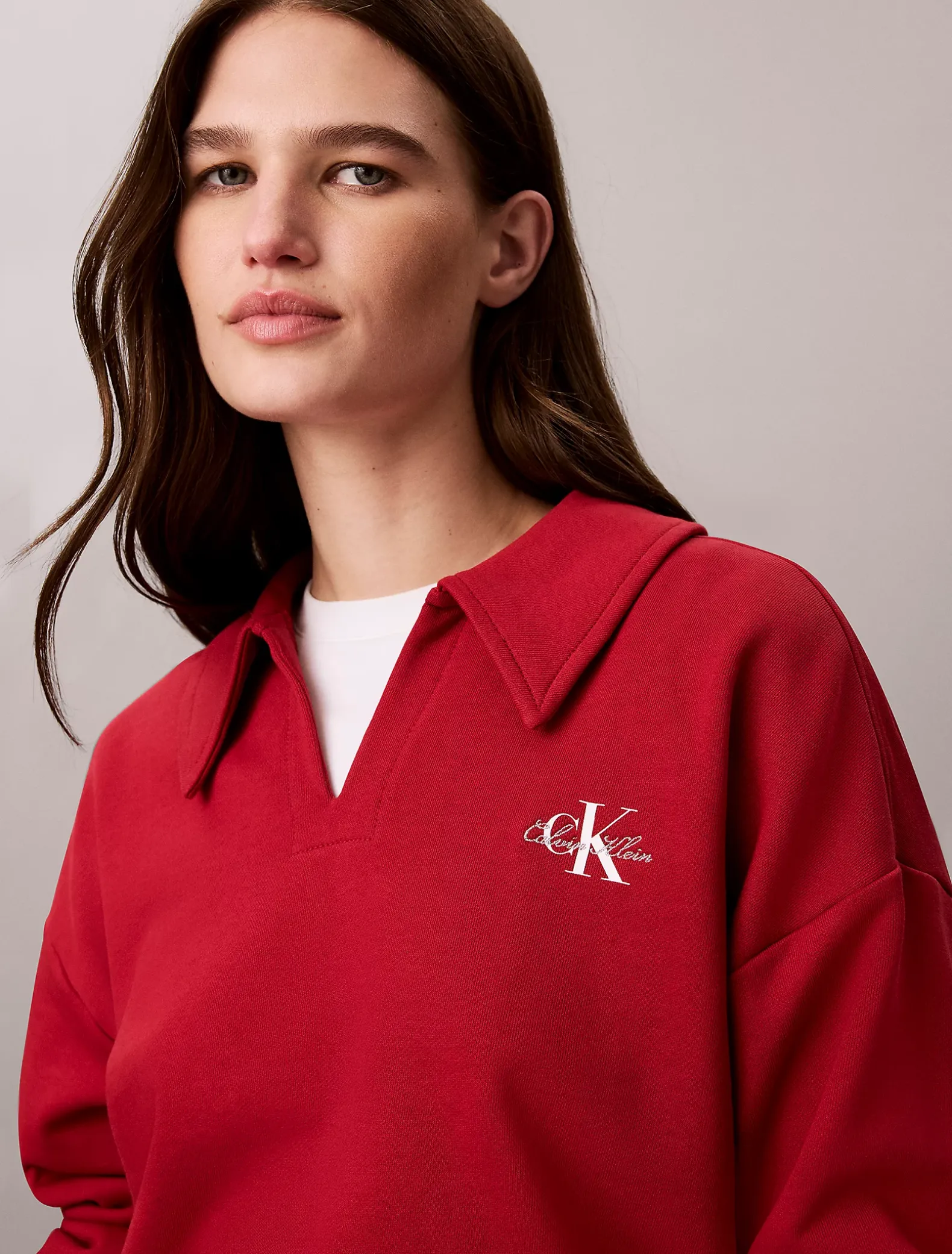 Monogram sweatshirt met open kraag