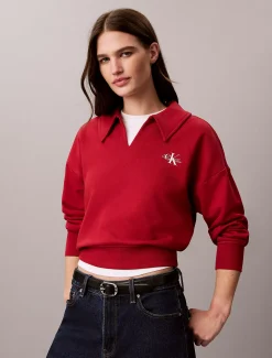 Monogram sweatshirt met open kraag