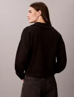 Monogram sweatshirt met open kraag