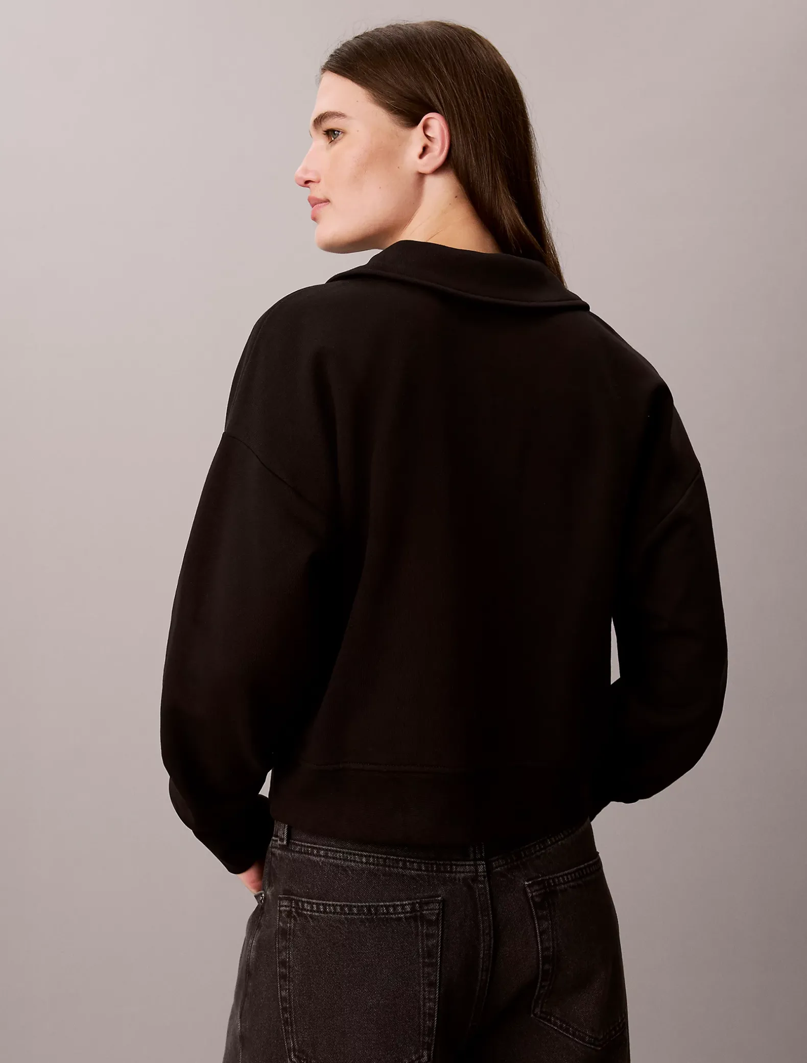 Monogram sweatshirt met open kraag