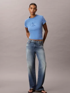 Monogram T-shirt met gewassen katoen