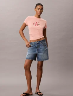 Monogram T-shirt met gewassen katoen
