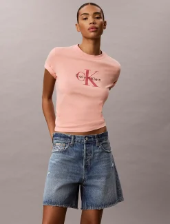 Monogram T-shirt met gewassen katoen