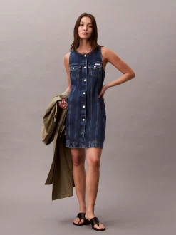 Mouwloze denim truckerjurk