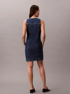 Mouwloze denim truckerjurk