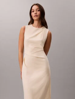 Mouwloze stretch crêpe jurk