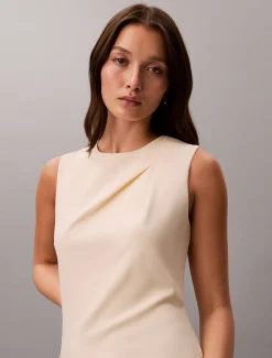 Mouwloze stretch crêpe jurk