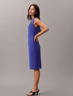 Mouwloze stretch crêpe jurk