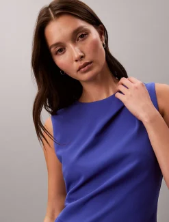 Mouwloze stretch crêpe jurk