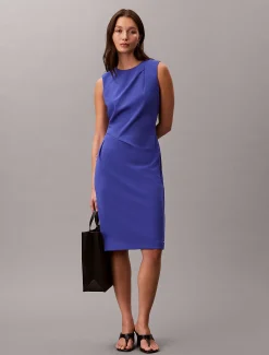 Mouwloze stretch crêpe jurk
